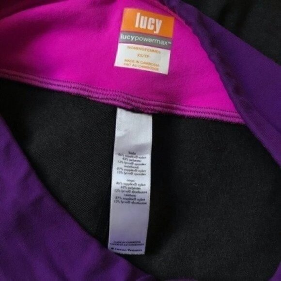 Lucy: POWERMAX Black/ Pink/ Purple Capris Sz XS - Picture 7 of 8